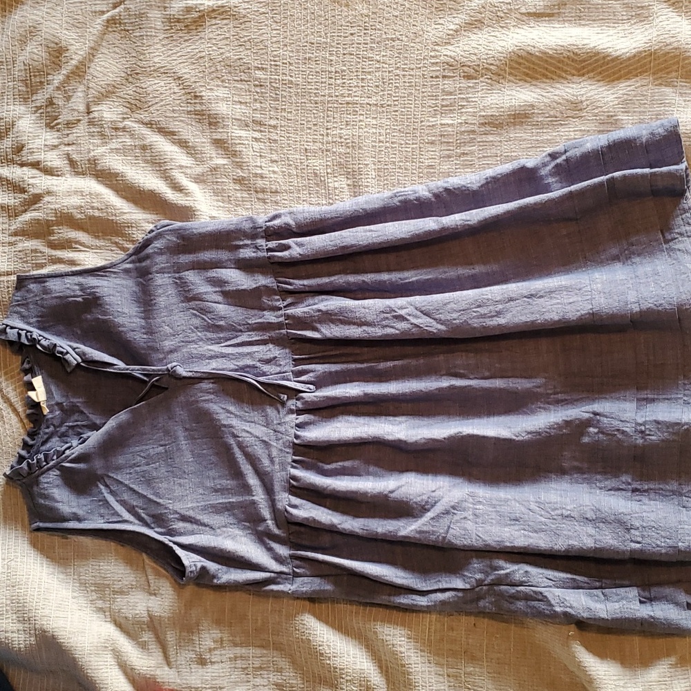Blue Linen Blend Dress